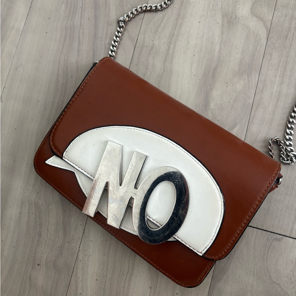 Brown and White Zara Crossbody Bag